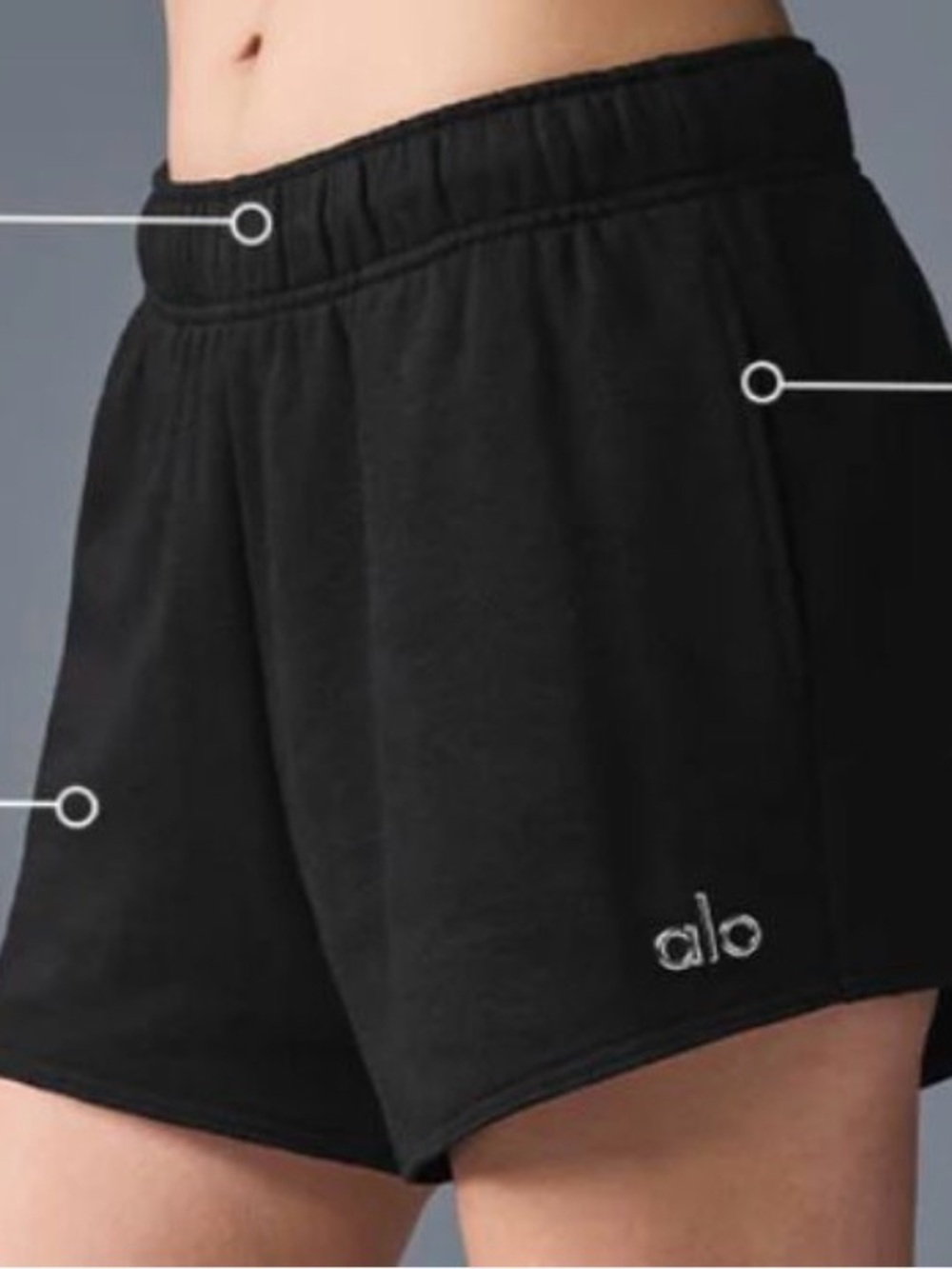 ALO Yoga Black Elastic-Waist Athletic Shorts small